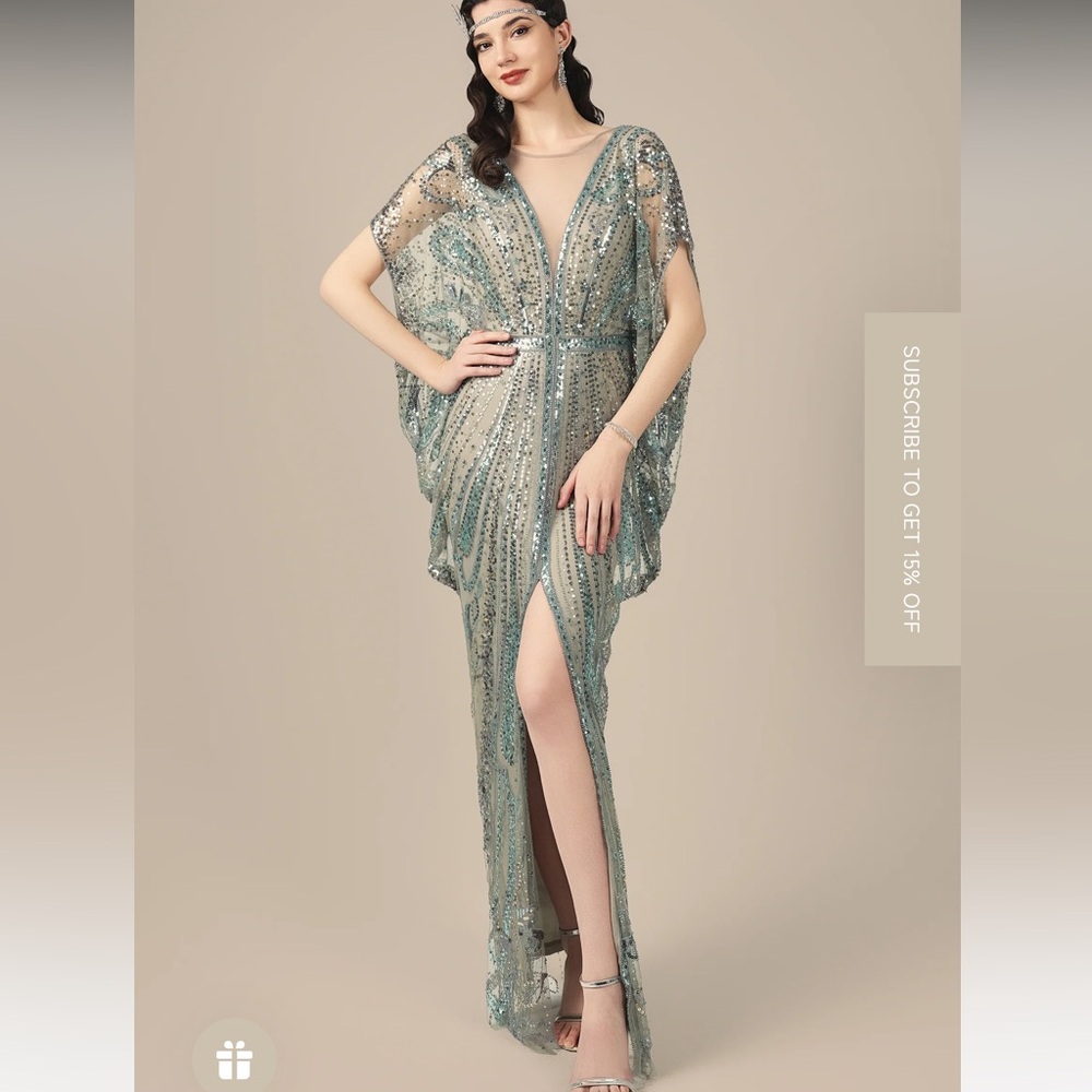 Elegant 20s Art Deco Sequin Gatsby Evening Gown